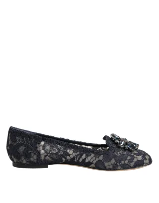 Dolce & Gabbana Blue Taormina Spitze Kristalle Ballerinas