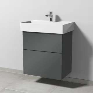Sanipa 3way Waschtischunterbau zu Duravit Dura Square Waschtisch mit 2 Auszügen, Anthrazit-Glanz SF42379