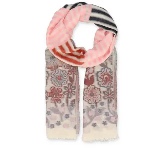 Halsüberkopf Accessoires - Schal Flowers and Stripes 70x180cm rosé - Gr. - OS
