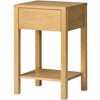 Woodek Design Nachttisch TOMMY, moderne Nachtkonsole mit Schublade, H 61 x B 40 x T 35 cm (Ablagetisch aus matt lackiertem massivem Eichenholz, 1-St., stilvolle Nachtkommode), skandinavischer Beistelltisch mit Regale