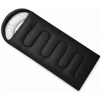 R2 Invest Schlafsack 210 x 75 cm Schwarz mit Kapuze 30 cm Polyester inkl. Transportbeutel