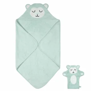 SÖDAHL Kapuzenhandtuch Set mit Waschhandschuh MONTY MONKEY