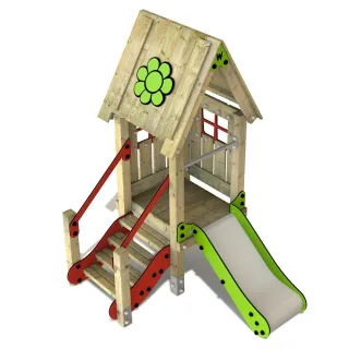 Professioneller Spielturm Spielplatz PRO MAGIC Bay mit Rutsche für öffentliche Bereiche - robuste 9x9 cm Konstruktion - Langlebig & Sicher - Wickey