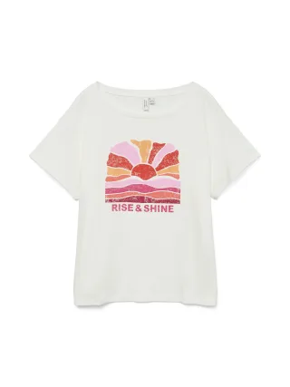 VERO MODA - VMDINA S/S BOAT NECK TOP JRS BTQ GA snow white - Gr. - S
