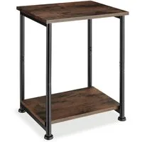 tectake Beistelltisch Couchtisch Yonkers 38,5x30x51,5cm (1-St., 1 tlg), Markanter Beistelltisch mit zwei Ablagen im rauen Industrie-Stil
