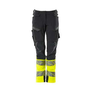 MASCOT Damen Hose mit Knietaschen ACCELERATE SAFE Schwarzblau / Hi-vis Gelb 42 - 19178-511-01017-82C42