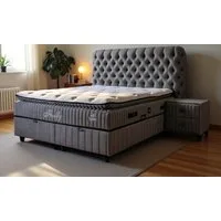Pointhome Boxspringbett Set, Bss Bedding, Fluffy, Bett-Set ohne oder mit Nachttischen (1x H3 Matratze, 2x Bettkasten, 1x Bettkopfteil, 2 optionale Nachttisch), 7 Zonen Allergenfrei & Atmungsaktiv, Orthopädische Matratze mit Topper