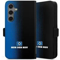 DeinDesign Handyhülle HSV Logo Offizielles Lizenzprodukt Nur der HSV - Rautenraster Schwarz, Samsung Galaxy S25 Hülle Handy Flip Case Wallet Cover