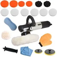 Duke-Handel Exzenter Poliermaschine Polierer Autopolierer Schleifmaschine 710 W 8mm Hub (Set 2), 2500 min. U/min, 6800 max. U/min, (Set, 22 tlg., inkl. umfangreiches Polier- und Schleifzubehör), ohne Akku und Ladegerät, Poliermaschine für Rechts- und