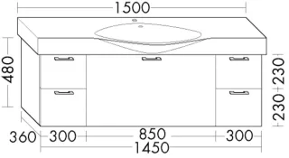 Burgbad Waschtischunterschrank Sys30 PG2 Echo 480x1450x360 Marone Dekor Trüffel, SEMT145F1717 SEMT145F1717