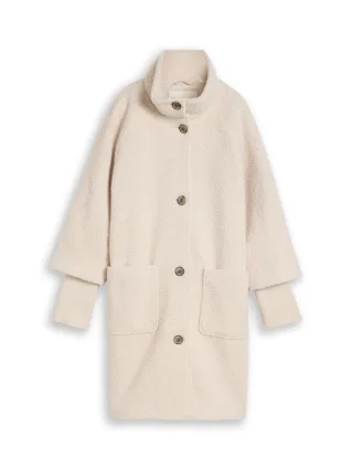 Tom Tailor - Bouclé Mantel im 2-in-1-Look cold beige - Gr. - XL