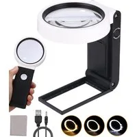SinLaw Handlupe 25 x LED-Leuchtlupe, faltbare Leselupe mit 18 LED-Licht, 3 Modi, 1-tlg., Dimmbar