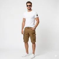 Geographical Norway Cargoshorts Herren – Kurze Hose aus Baumwolle, Regular Fit (Packung, 1-tlg) Bermuda Shorts mit Gürtel & Cargotaschen, Größe S–5XL