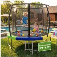 HOMALL Gartentrampolin Kindertrampolin Outdoor-Trampolin Durchmesser: 183/220/290/360 cm, Ø 183 cm, (Durchmesser 183 cm (mit Sicherheitsnetz und Schutzhaube, Tragkraft 50 kg/150 kg, 360°-Sicherheitsnetz, erhältlich in Schwarz/Blau/mehrfarbig) -ostern
