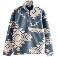 Next Fleecepullover Fleece mit Print und Reißverschlussausschnitt (1-tlg)