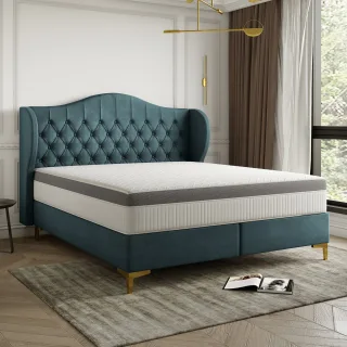 Polsterbett Doppelbett PELAGIO Stoff Whisper Saphire 140x200cm inkl. Matratze