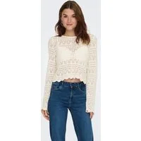 ONLY Strickpullover ONLELKE LIFE LS PULLOVER KNT NOOS Lochstickerei, verkürzte Form