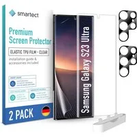 smartect Displayschutzfolie TPU Schutzfolie Klar für Samsung Galaxy S23 Ultra, Set, 2 Stück, (Display + Kamera) Panzerfolie Displayfolie