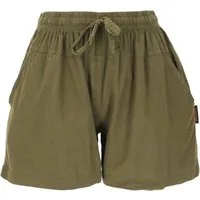 Guru-Shop Hose & Shorts Yoga Shorts, leichte kurze Hose - olivgrün alternative Bekleidung