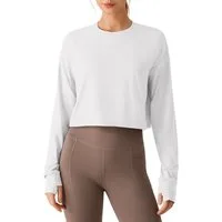 G4Free Langarmshirt Damen Langarm Crop Top UPF 50+ Lockerer Schnitt Sportshirt G4Free Atmungsaktives Sporttop, langärmeliges Crop-Top