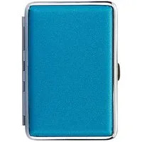 CHAMP Tabakbeutel ZIGARETTENETUI "SHINY" mit Glitzer für 12 Zigaretten 78 (Türkis), Metall Leder Optik Zigarettenbox Zigarettendose Box Dose Etui Case