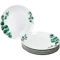 MamboCat Speiseteller 6x Eukalyptus Speiseteller Ø27cm weiß Porzellan 6 Personen Essteller