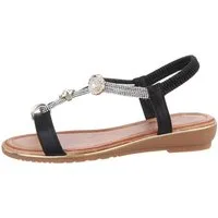 Ital-Design Damen Freizeit Riemchensandalette (86016763) Keilabsatz/Wedge Riemchensandalen in Schwarz