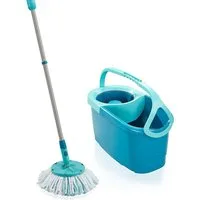 Leifheit Wischmopp Set Clean Twist Disc Mop Ergo 2.0, Bodenwischer mit Mikrofaser Bezug