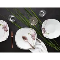 CreaTable Kombiservice Square Orchidee, Kombi-Service 62-tlg (62-tlg), 6 Personen, Porzellan, Fotorealistische Darstellung