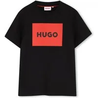 HUGO T-Shirt HUGO Kinder T-Shirt schwarz mit Hugo Logo Druck