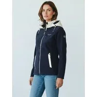 Dry Fashion Fleecejacke Riga Damen Jacke mit Windstopp - Kapuzenjacke Fleece Abnehmbare Kapuze Windabweisend, 2-Wege-Reißverschluss, Taschen mit Reißverschluss