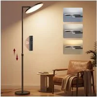 VASAGLE Stehlampe LED-Stehleuchte, drehbarer Lampenkopf, Standleuchte 30/36/42W, Timer, Memory-Funktion, Tasten- und Fernbedienung