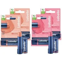 Labello Lippenpflegestift Lippenpflege Set CARING BEAUTY 2x NUDE + 2x ROSE, 4-tlg.