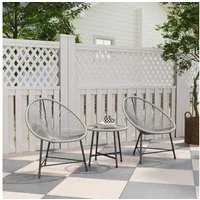 Outsunny Sitzgruppe mit 2 Stühle, Tisch, (Balkonmöbel, 3-tlg., Gartenmöbel Set), für Garten, Terrasse Balkon, Grau