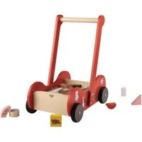 Playtive Lauflernwagen PLAYTIVE Schiebewagen Spiel Waldtiere Holz 31 tlg., (Set, 31-tlg), aus Holz, leises Schieben, unterstützt das Laufen