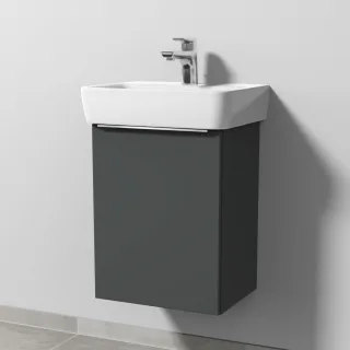 Sanipa 3way Waschtischunterbau zu Geberit Renova Plan Waschtisch mit 1 Tür, Anthrazit-Matt UM87022