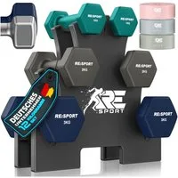 RE:SPORT Hantel RE:SPORT Hantelset mit Ständer inkl. Fitnessbänder, (Hanteln Hantelset für Damen & Herren, 3x Fitnessbänder Rutschfeste Kurzhanteln), Hanteln Set Neopren 3 Paar mit Ständer