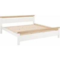 OTTO home Massivholzbett "CAPRE" im skandinavischem Landhausstil, mit Rollrost, aus zertifiziertem Massivholz, Lamellenoptik
