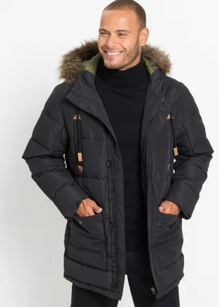 bonprix Gefütteter Funktionsparka, schwarz, Gr.50, Cooler Parka mit Taschen