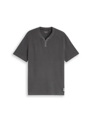 Tom Tailor - Henley T-Shirt mit Waffelstruktur tarmac grey - Gr. - XXL