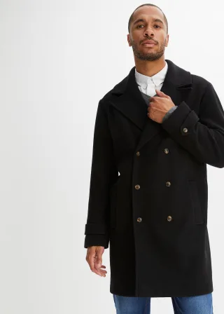 bonprix Blazer-Mantel mit Woll-Anteil, schwarz, Gr.62, Modische zweireihiger Blazer-Mantel aus hochwertiger Wollmischung