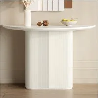 Guyii Konsolentisch halbrunder Tisch aus MDF, Cremeweißer Wandtisch für Eingangsbereich (1-St), multifunktional als kleiner Esstisch, 110 x 55 x 75,8cm