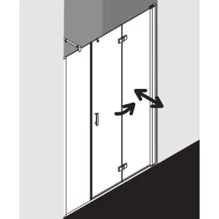 Kermi Diga Pendel-Falttür mit Festfeld in Nische DI2OR10020VAK 100x200cm, silber hochglanz, ESG klar, rechts