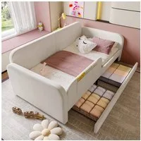 Flieks Kinderbett, Polsterbett Spleißbett 90x200cm mit 3 Stauraumtaschen und 2 Schubladen