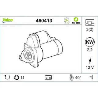 Valeo Starter 2,2 kW Volvo C70 S40 S60 S80 V40 V50 V60 V70 Xc60 Xc70
