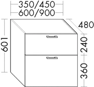 Burgbad Unterschrank Sys30 PG4 Sana 601x450x480 Eiche Hellgrau, WYTM045F6332 WYTM045F6332