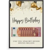 Tigerlino Poster Geldgeschenk zum Geburtstag erste Million Lustiges Geburtstagsgeschenk
