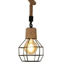 Riserva Kronleuchter Vintage Hängeleuchte E27 Schwarz Seil Metallkäfig 1-flammig