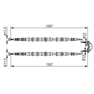 Bosch Handbremsseil mitte L?nge 1.587 mm Opel Astra G