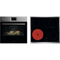 AEG Elektro-Herd-Set Serie 5000 HH25HSPM, Pyrolyse-Selbstreinigung, Heißluft: Gleichmäßiges Garen auf 3 Ebenen: ideal für Mehrblech‑Backen